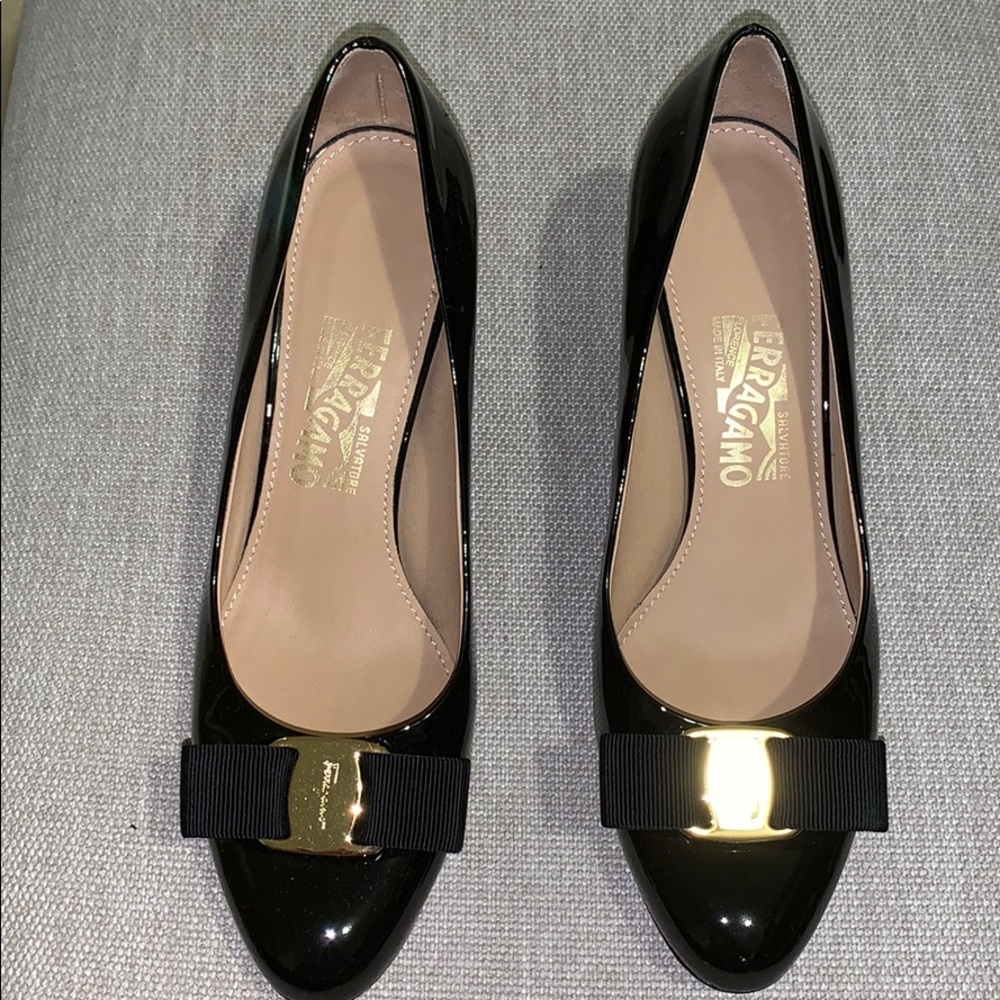 Ferragamo Black Wedges